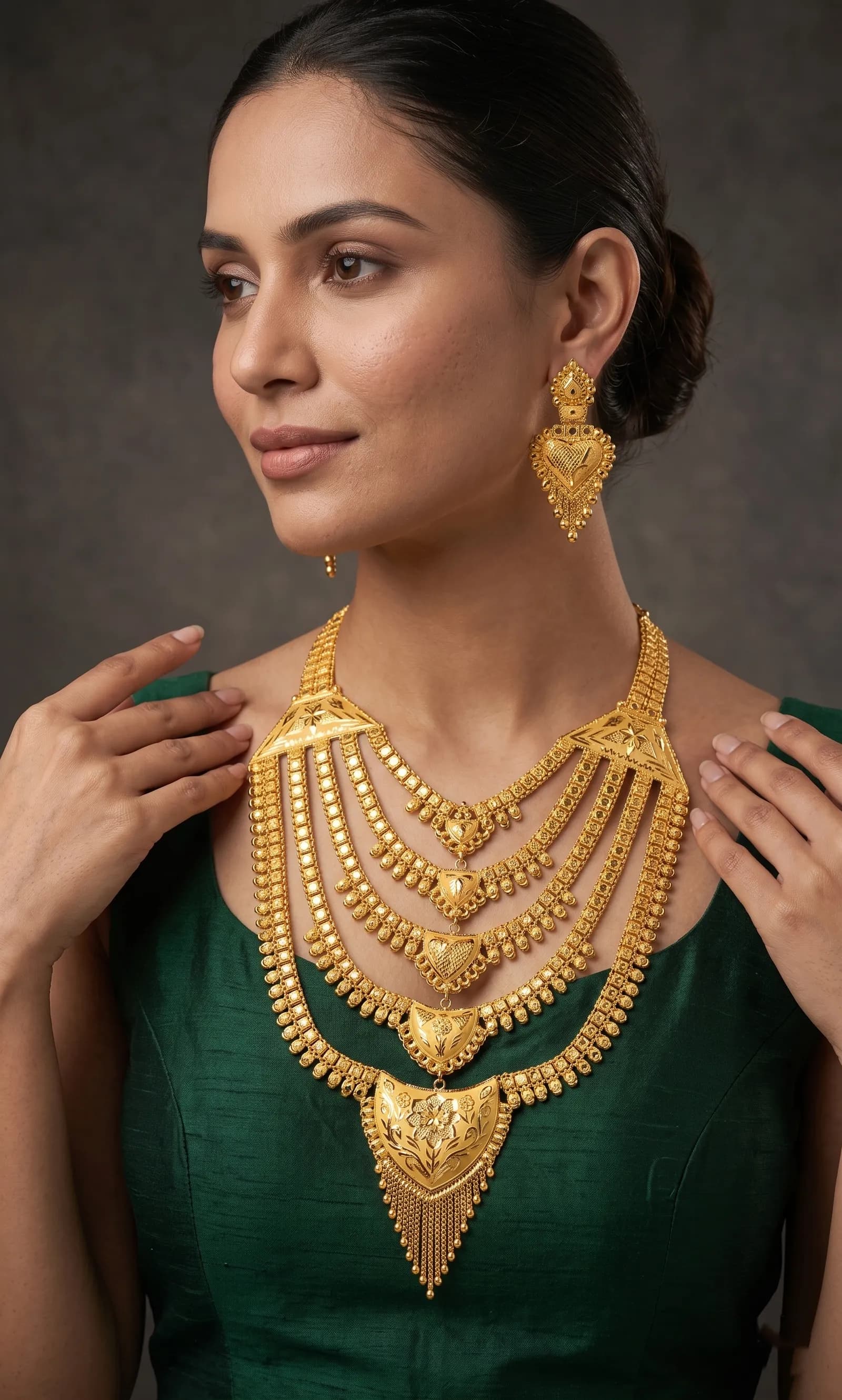 Layered temple gold necklace